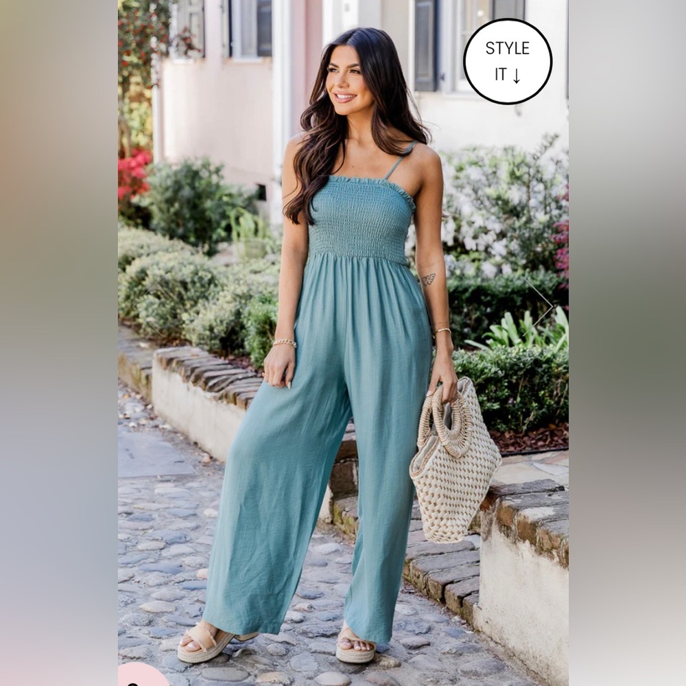 Pink Lily smocked jumpsuit